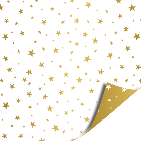 Afbeeldingen van KP® Cadeaupapier 40cm 100m - Little stars gold/white
