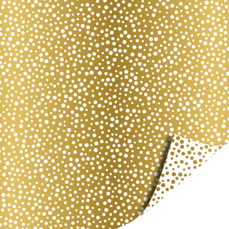 Afbeeldingen van KP® Cadeaupapier 50cm 100m - Luxury dots gold/white