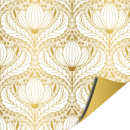 Afbeeldingen van KP® Cadeaupapier 50cm 100m - Luxury lotus gold