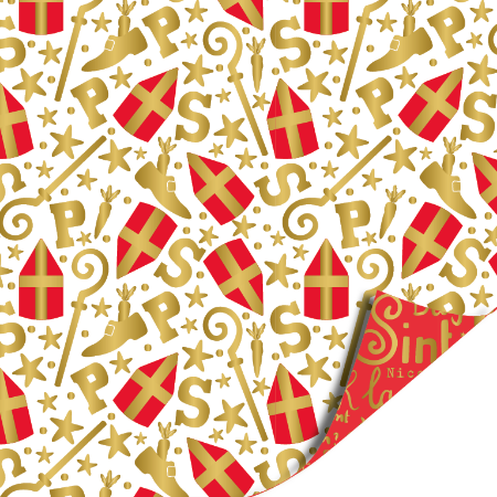 Afbeeldingen van KP® Cadeaupapier 70cm 100m - Mijter pret wit