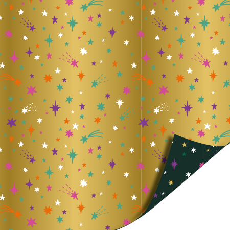 Afbeeldingen van KP® Cadeaupapier 50cm 100m - Shiny stars green