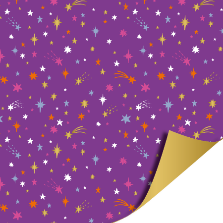 Afbeeldingen van KP® Cadeaupapier 30cm 100m - Shiny stars purple