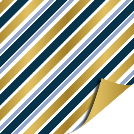 Afbeeldingen van KP® Cadeaupapier 40cm 100m - Stripes blue/gold