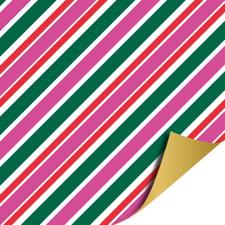 Afbeeldingen van KP® Cadeaupapier 50cm 100m - Stripes roze/groen