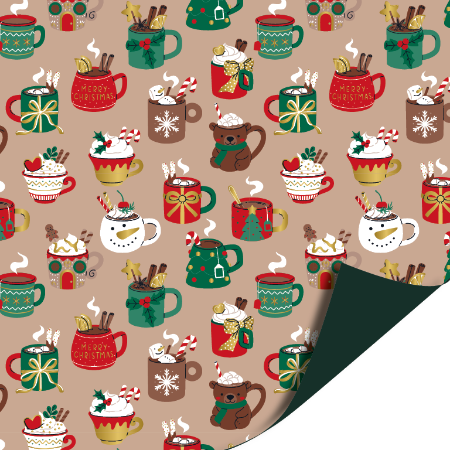 Afbeeldingen van KP® Cadeaupapier 70cm 100m - Xmas mugs