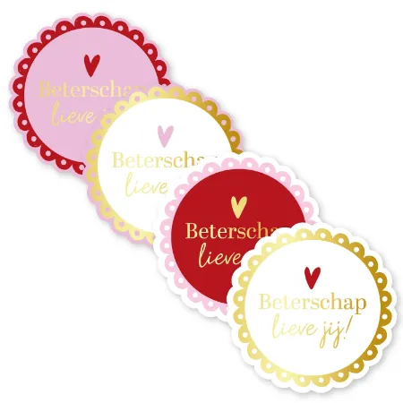 KP® Stickers D52mm - Beterschap lieve jij (4 varianten) 250p/r