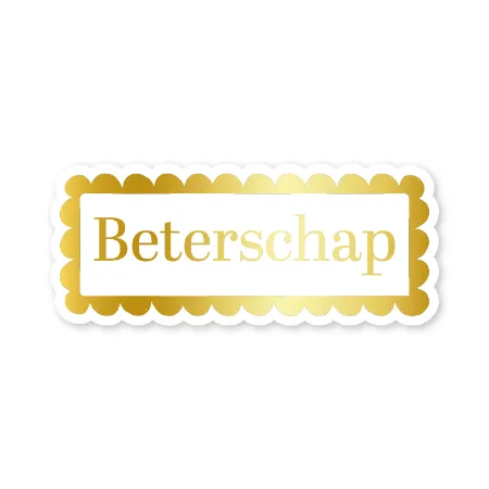 KP® Stickers 25x60mm - Beterschap (goud/wit)  250p/r