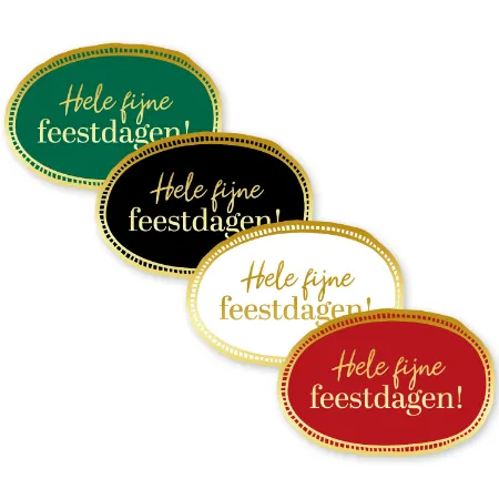 KP® Stickers 62x42mm - Hele fijne feestdagen (4 varianten) 250p/r
