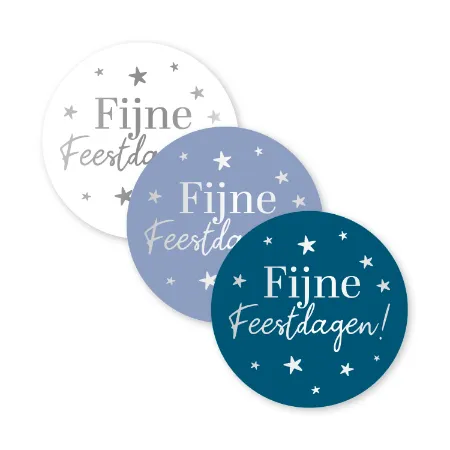 KP® Stickers D40mm - Fijne feestdagen!(zilver) (3 varianten) 250p/r