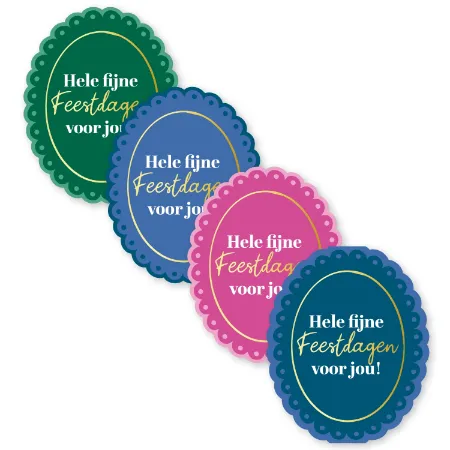 KP® Stickers 40x50mm - Hele fijne feestdagen (4 varianten) 250p/r