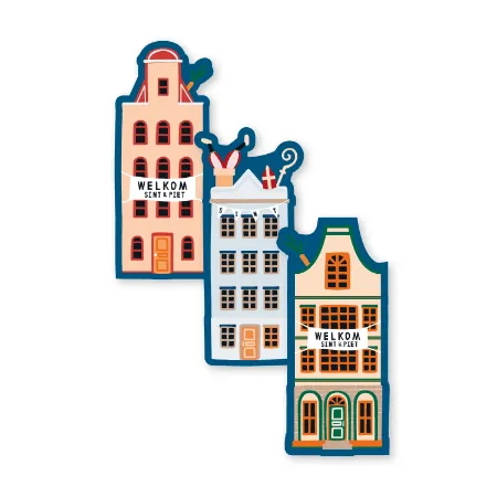 KP® Stickers 33x74mm - Sint & Piet huisjes (3 varianten) 250p/r