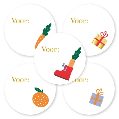 KP® Stickers D50mm - Voor: (Sint) XL (5 varianten) 250p/r