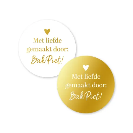 KP® Stickers D40mm - Met liefde gemaakt door: Bakpiet (2 varianten) 250p/r