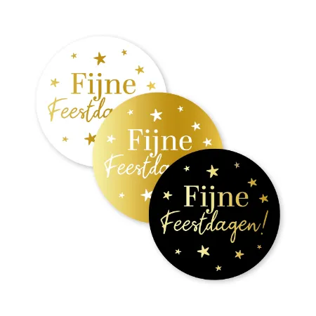 KP® Stickers D30mm - Fijne feestdagen(sterretjes) (3 varianten) 250p/r
