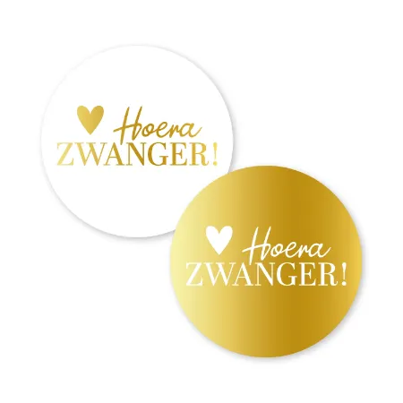 KP® Stickers D40mm - Hoera zwanger (2 varianten) 250p/r