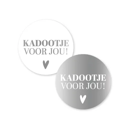 KP® Stickers D40mm - Kadootje voor jou (zilver) (2 varianten) 250p/r