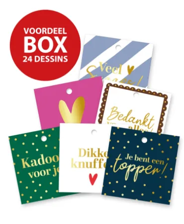 KP® Cadeaulabels 60x60mm Voordeelbox Najaar 2026 - 24 x 30 stuks