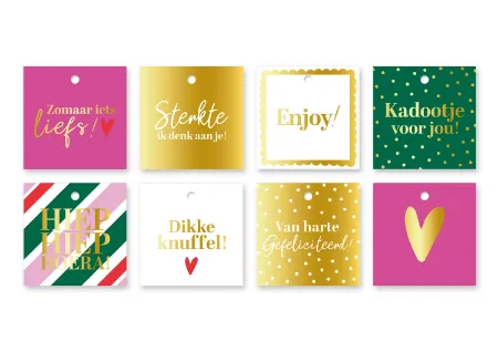 KP® Cadeaulabels 60x60mm Voordeelbox Najaar incl. display - 8 dessins