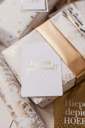 KP® Cadeaukaartjes A7 - Jij bent goud waard (wit/goud), 25 stuks