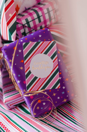 KP® Cadeaukaartjes A7 - Gezellige kerstdagen (Christmas stripes), 25 stuks