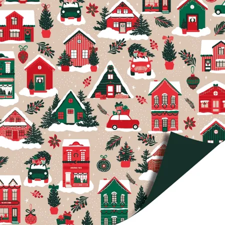 Afbeeldingen van KP® Cadeaupapier 70cm 100m - Winter houses