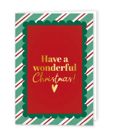 KP® Wenskaarten gevouwen - Have a wonderful Christmas (stripes) - 5 stuks