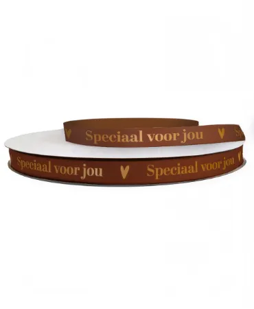 KP® Satijnlint 12mm - Speciaal voor jou, bruin/koper 100m