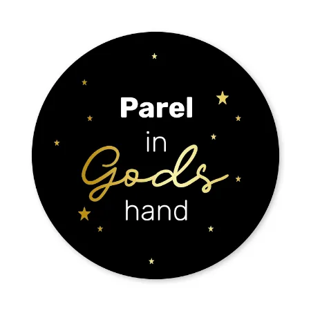 Parel in gods hand sticker, wensetiket, sluitsticker