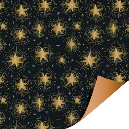 Afbeeldingen van KP® Cadeaupapier 40cm 100m - Stargazing black/gold